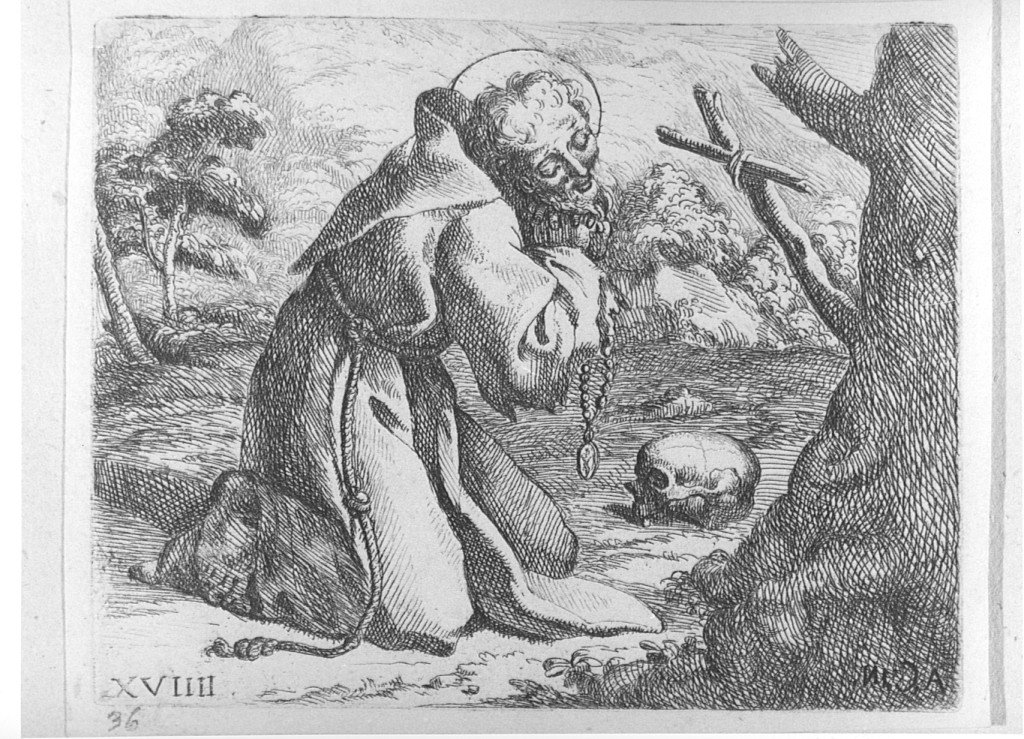 San Francesco d'Assisi in preghiera (stampa) di Carracci Annibale (fine/ini